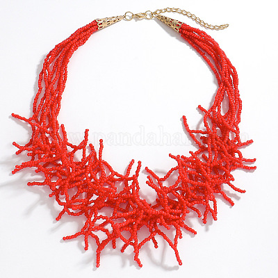 Ожерелья из стеклянных бусин в стиле бохо-коралл FS-WGDCDA2-01-1