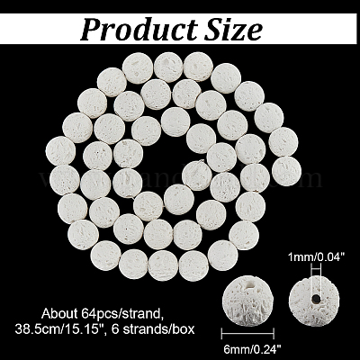 6 нить бусины из натурального вулканического камня G-NB0004-04-1