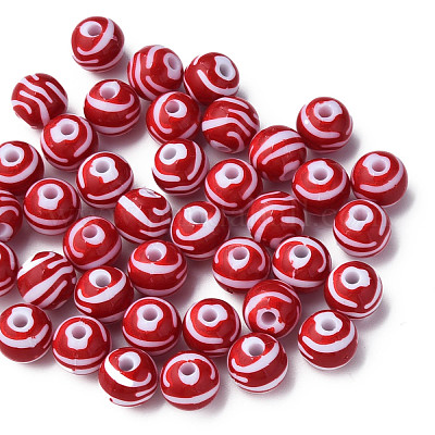 Непрозрачные полосатые акриловые бусины MACR-S373-27A-01-1