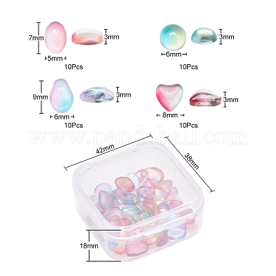40шт 4 стиля прозрачных стеклянных кабошонов GGLA-YW0001-09-1