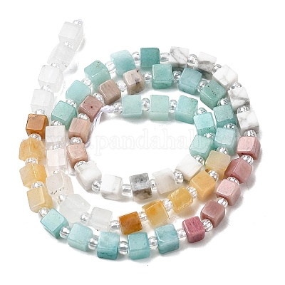 Нити бусин из натурального окрашенного белого нефрита G-H333-03D-1