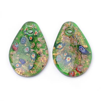 Ручной золотой песок Lampwork большие кулоны LAMP-R138-07-B-1