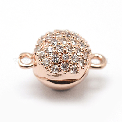 Магнитные застежки из латуни с цирконием и микропаве с петлями ZIRC-P071-27-NR-1