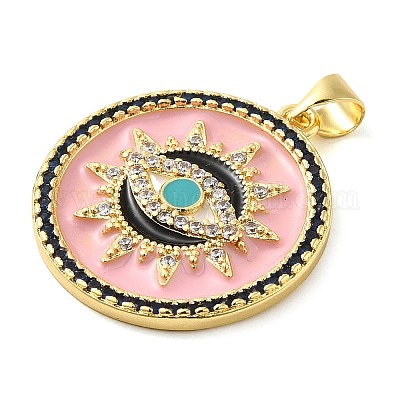 Подвески из настоящей позолоченной латуни с прозрачным кубическим цирконием 18 карат KK-A198-09G-01-1