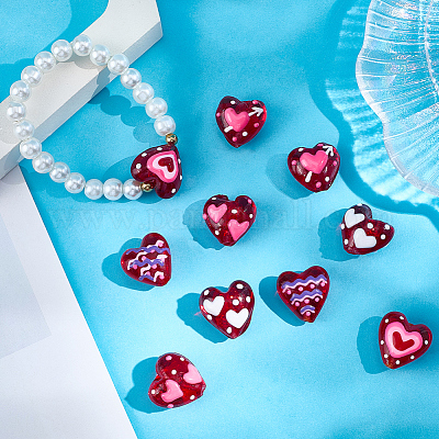 10шт 5 цвета бусины с эмалью лэмпворк ручной работы LAMP-PA0001-05-1