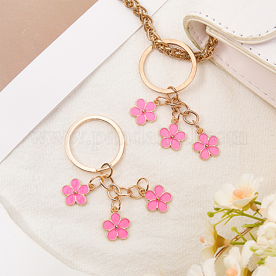 亜鉛合金キーホルダー エナメル 花 ショッキングピンク 8.2cmの通販