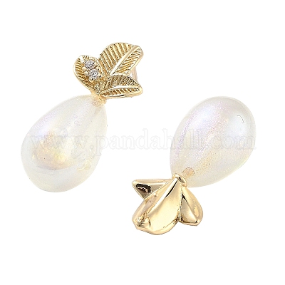 Boucles d'oreilles en laiton et verre&nbsp;EJEW-Q811-01KCG-1