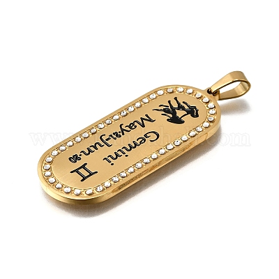 Овал с 12 подвеской из нержавеющей стали 304 созвездия со стразами STAS-M119-08D-G-1