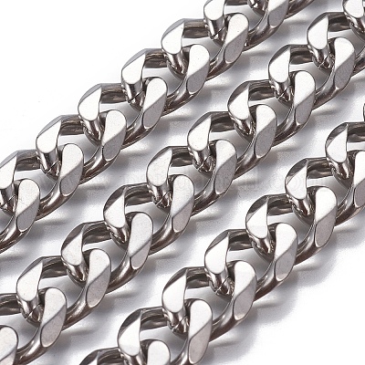 Stainless Steel Faceted Cuban Curb Chain Necklace