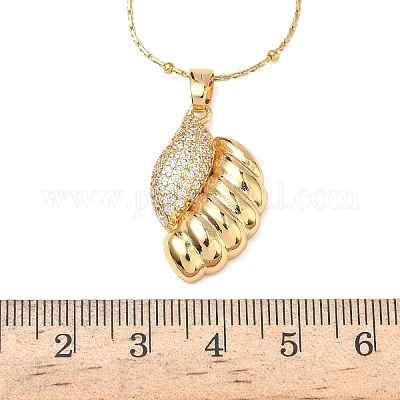 Ожерелья с подвесками из нержавеющей стали 304 с микропаве из прозрачных кубических цирконий для женщин NJEW-Z103-01G-03-1