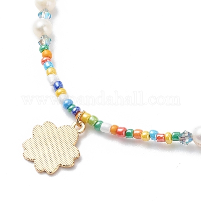 Ожерелье с подвеской из сплава эмали сакуры NJEW-JN04052-1