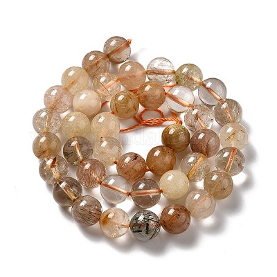 Нити бусин из натурального рутилированного кварца G-B029-B02-04-1