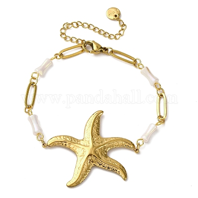 Браслеты из нержавеющей стали 304 в форме морской звезды BJEW-L708-08G-1