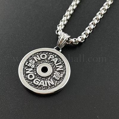 Винтажные ожерелья в стиле панк из нержавеющей стали с подвеской в виде гантели для тяжелой атлетики для мужчин RS0234-1