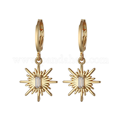 Комплекты из подвесок и серег-колец из прозрачных кубических цирконий с микропаве из солнечной латуни FS-WG1EB67-01-1