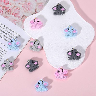 12 шт. 4-цветные бусины-слоны из пищевого экологически чистого силикона SIL-SZ0001-14-1