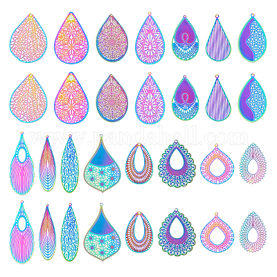 30 шт. 15-х стилевые филигранные подвески из нержавеющей стали 201 и 304 с ионным покрытием (IP) STAS-DC0015-58-1