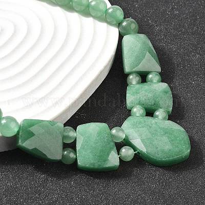Натуральный зеленый авантюрин ограненный нагрудник градуированные бусины ожерелья для женщин NJEW-B128-01K-1