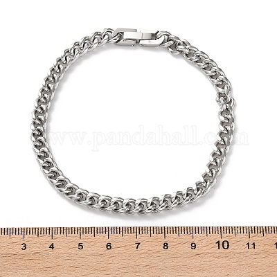 Браслеты из кубинской цепочки из нержавеющей стали 304 для мужчин BJEW-Z081-01P-01-1