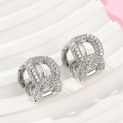 Серьги-подвески из латуни с прозрачным кубическим цирконием EJEW-Q016-04P-1