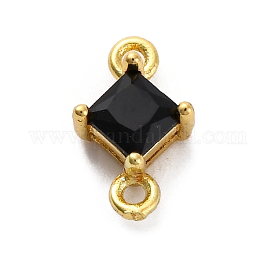 Подвески-коннекторы из латуни с кубическим цирконием в форме ромба KK-F894-12G-04-1