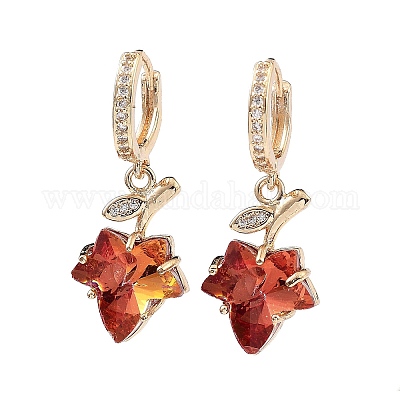 Серьги-кольца из латуни с микропаве из светлого золота и циркония EJEW-Q800-54KCG-1