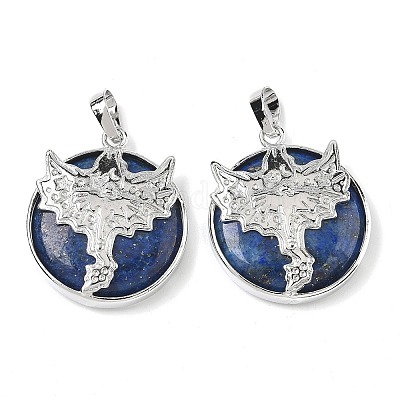 Плоские круглые подвески из натурального лазурита G-G279-01P-07-1