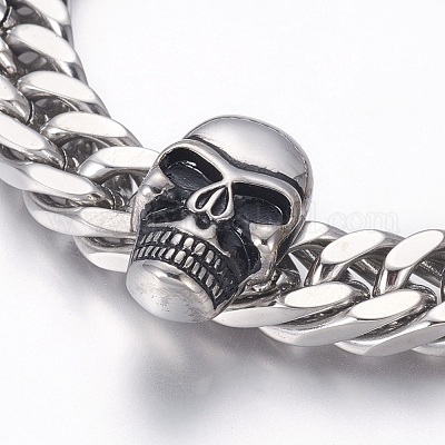 Браслеты из витой цепи/панцирного плетения из нержавеющей стали 304 BJEW-L665-02AS-1