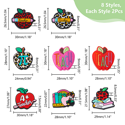 16 шт. 8 стиля силиконовые фокусные бусины в форме яблока ко Дню учителя SIL-DC0001-59-1