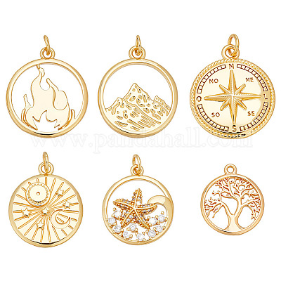 12шт 6 стиля латунные подвески KK-AR0004-68-1