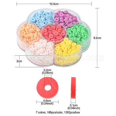 1302шт 7 цвета плоские круглые бусины ручной работы из полимерной глины CLAY-CJ0001-72-1