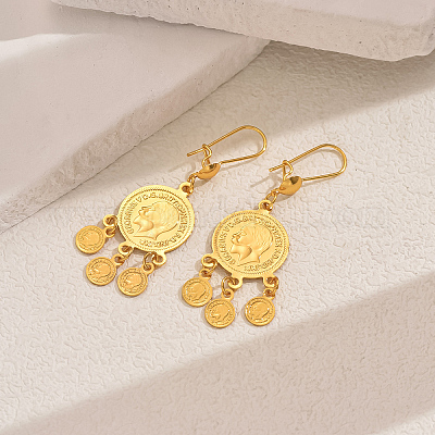 Винтажные геометрические серьги-кольца с кисточками из латуни JE1734-2-1