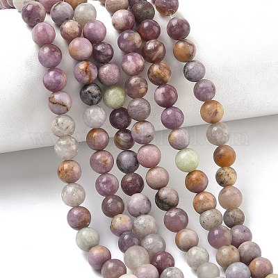 Натуральный лепидолит / пурпурный слюдяный камень бисер пряди&nbsp;G-F591-28-6mm-1