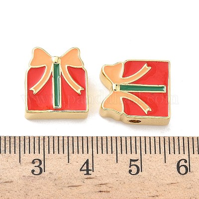 Рождественские латунные эмалевые бусины KK-I474-G07-1