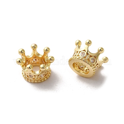 Покрытие стойки латунь паве кубический цирконий европейские бусины с большими отверстиями KK-D100-09G-1