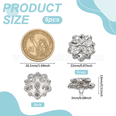6 шт. стеклянные пуговицы со стразами BUTT-FG0001-52P-1