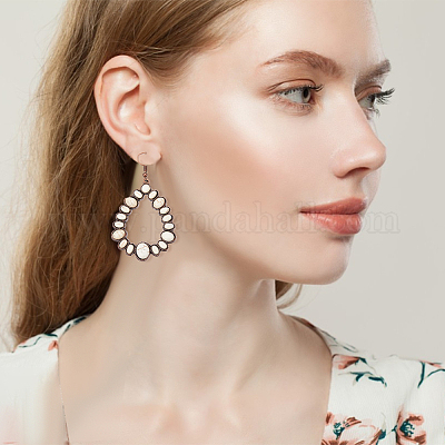 3 пара двухцветных сережек-капель из синтетической бирюзы EJEW-AN0004-81-1