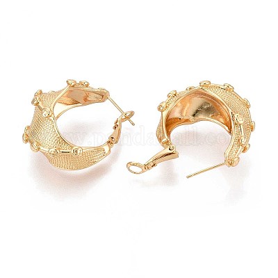 Серьги-кольца из латуни EJEW-T047-104G-1