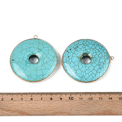 Большие подвески-пончики из окрашенной синтетической бирюзы TURQ-T004-21-1