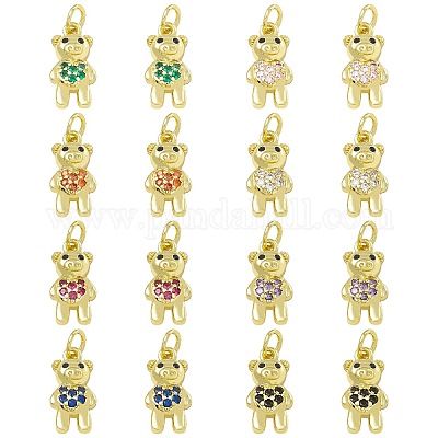 16 шт. 8 цвета латунные подвески с микропаве и кубическим цирконием KK-SZ0005-99-1