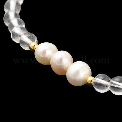 Браслеты из бусин из натурального агата и кварца BJEW-E098-16G-1