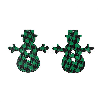 Большие подвески из дерева с односторонним принтом на рождественскую тематику WOOD-N005-58B-1