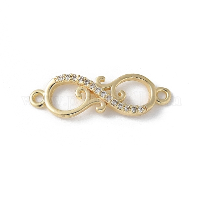 Шармы-соединители из латуни с микропаве из прозрачного кубического циркония KK-Q044-01G-G-1