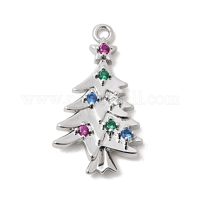 Рождественские латунные подвески с микропаве из фианита KK-L258-04P-A01-1