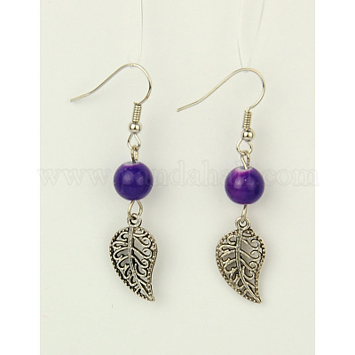 Болтающийся серьги листьев EJEW-JE00177-M-1