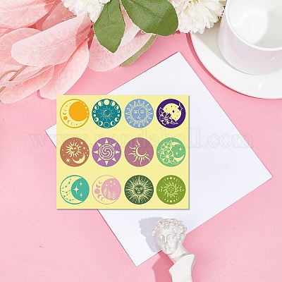 Бумажные самоклеящиеся наклейки с тиснением золотой фольгой DIY-WH0434-014-1