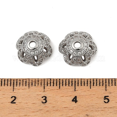 Колпачки для бусин из прозрачного кубического циркония из латуни KK-K374-25P-1