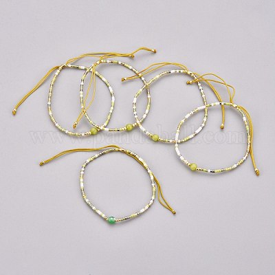 Регулируемые браслеты из бисера натурального агата BJEW-F391-A07-1