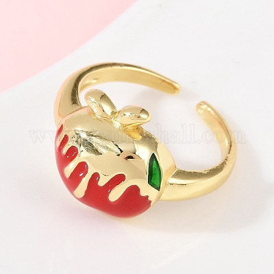 Кольца-манжеты с фруктами и яблоками из латуни и эмали RJEW-C139-19B-G-1