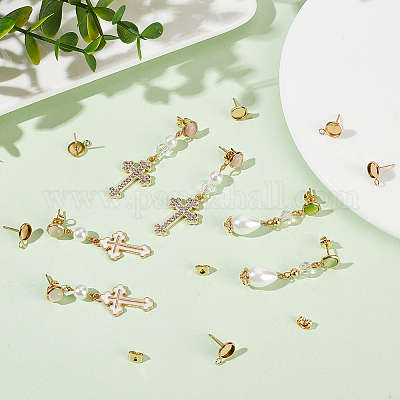 50 шт. плоская круглая фурнитура для сережек-гвоздиков из нержавеющей стали 304 STAS-BBC0005-85A-1